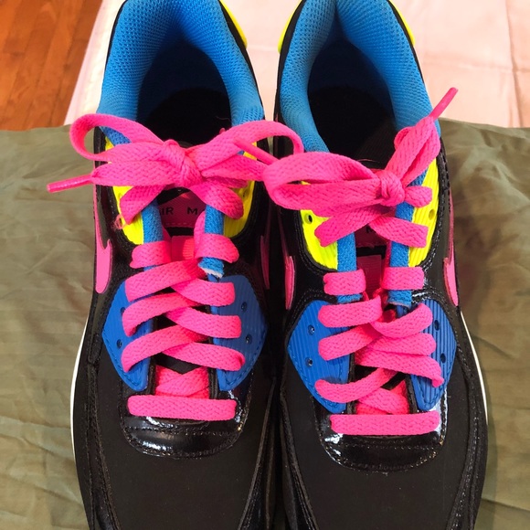 black pink and green air max